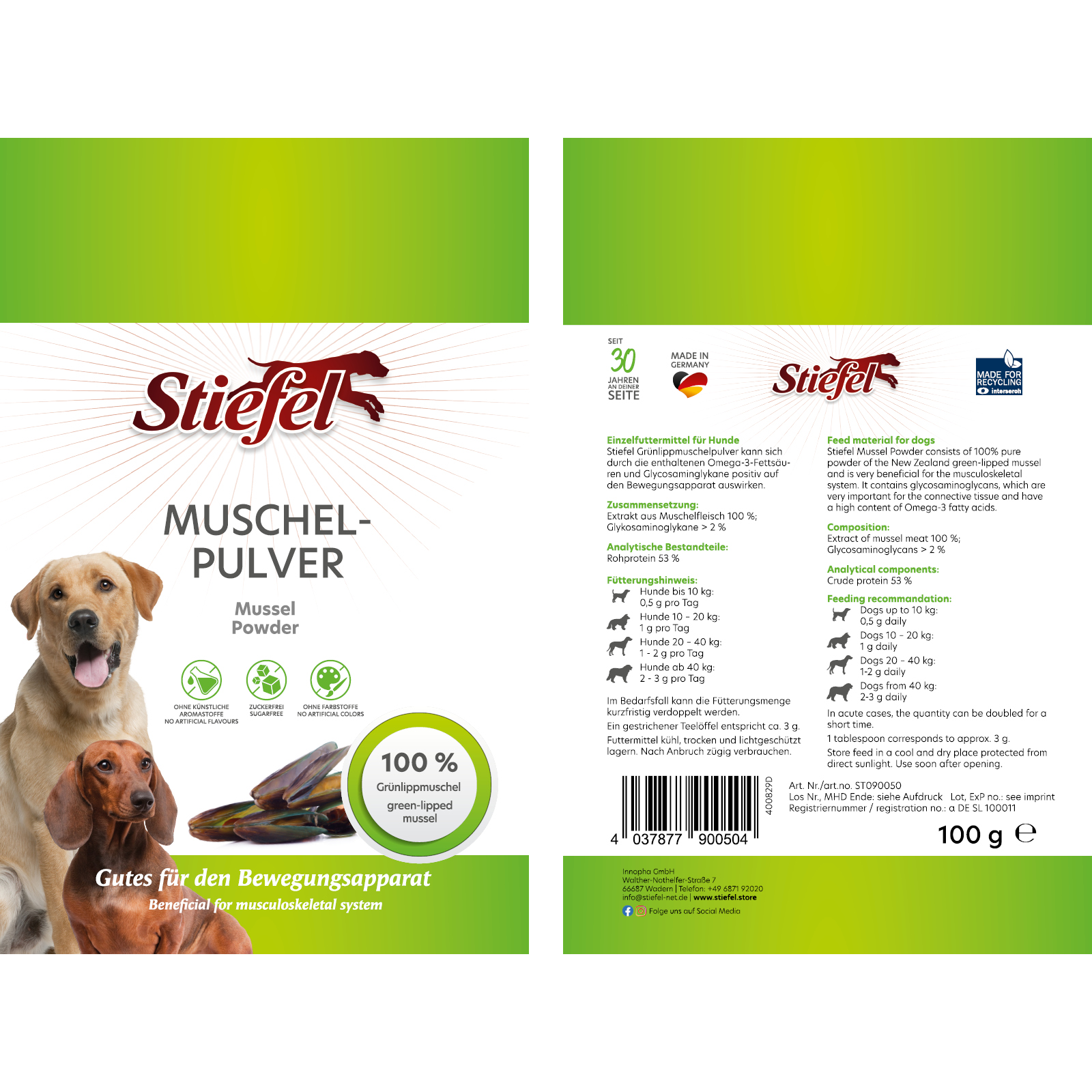 Stiefel_Muschelpulver_100 g_HUND_ST090050