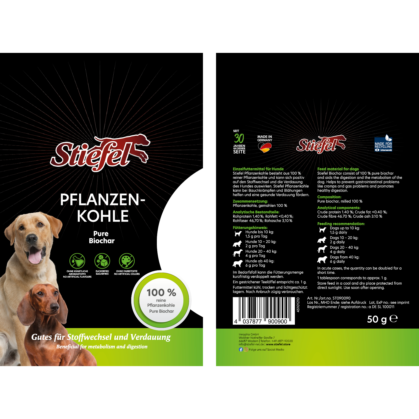 Stiefel_Pflanzenkohle_50 g_HUND_ST090090